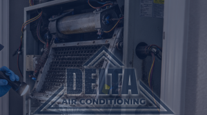 AC tech inspecting an HVAC unit with mildew