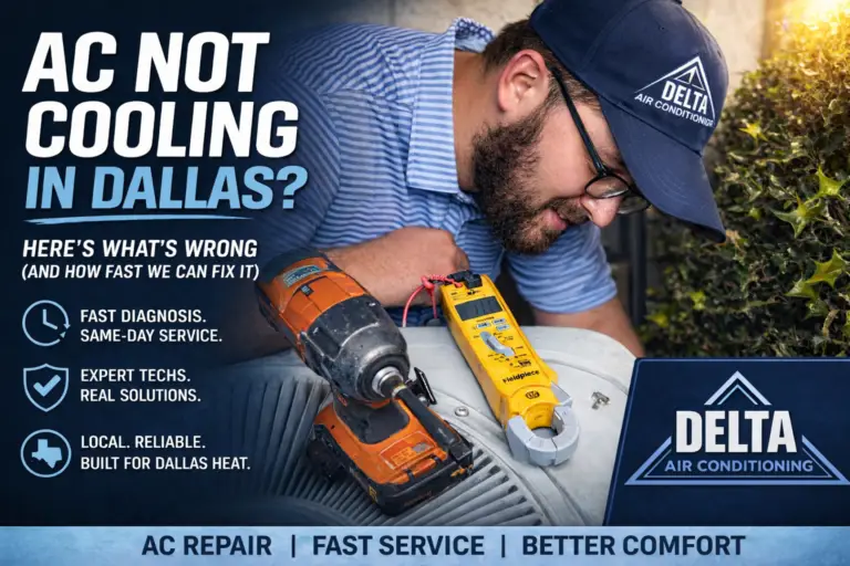 AC Tech repairing a broken HVAC unit in Dallas Texas